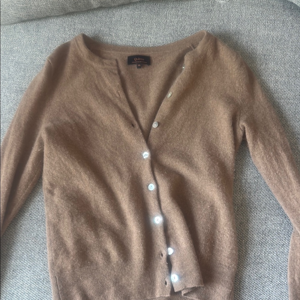 CHANEL Brown Knit Cardigan Sweater